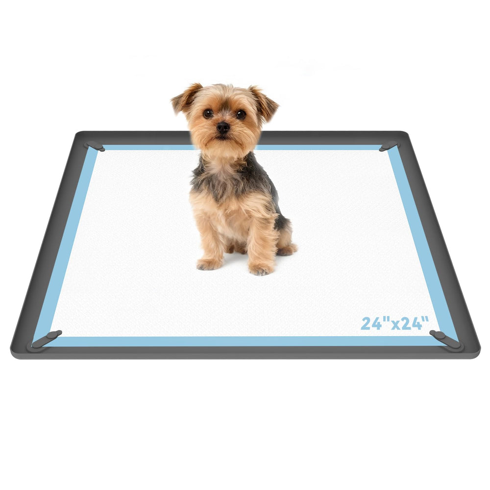 ALOOF pee pad holder with magnetic snaps keeps pads flat for mess-free training.