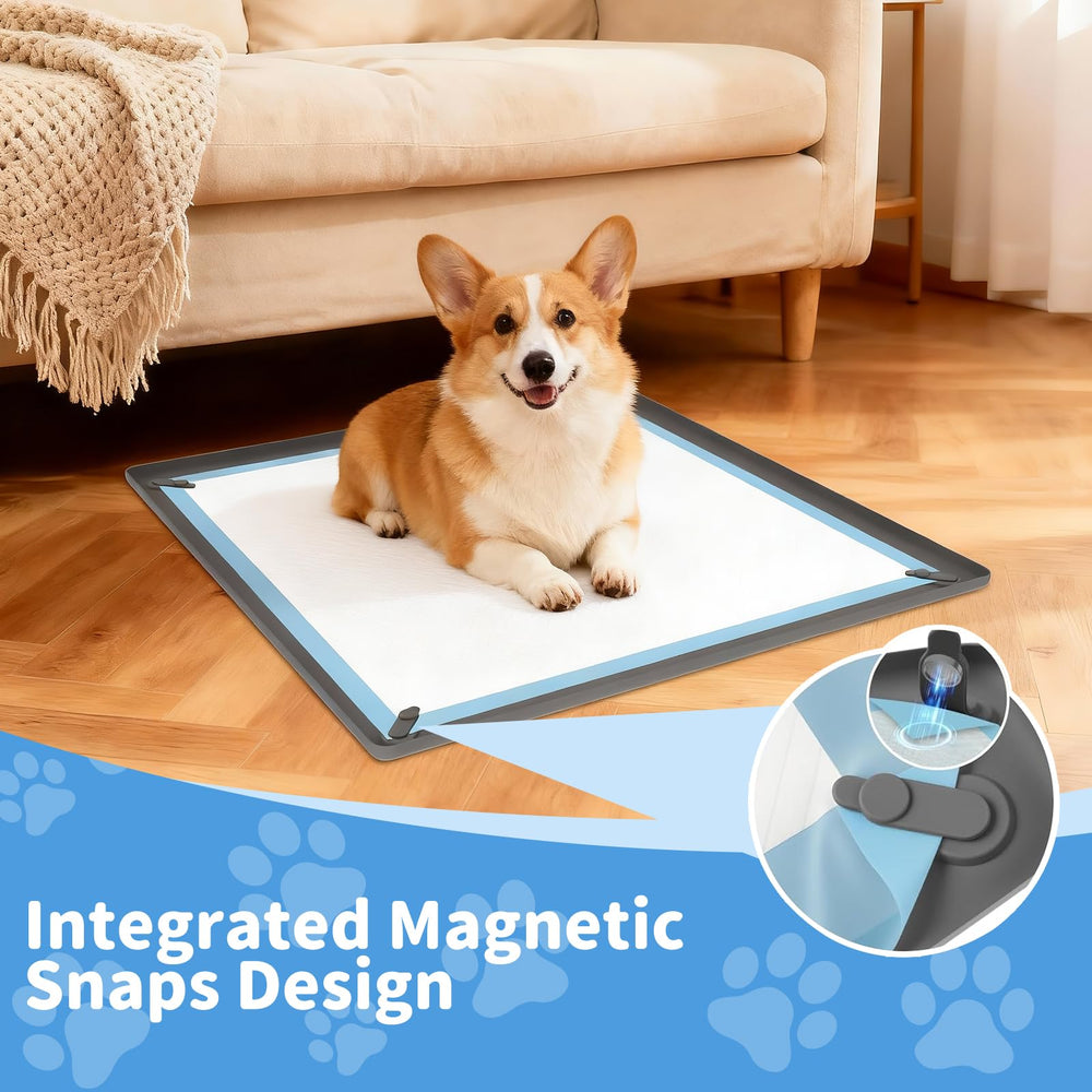 ALOOF pee pad holder raised-edge protects floors during puppy training.