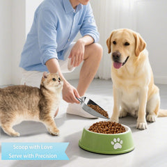 Aloxina dog-cat scoop extended-handle grip eases scooping dense kibble with comfort.
