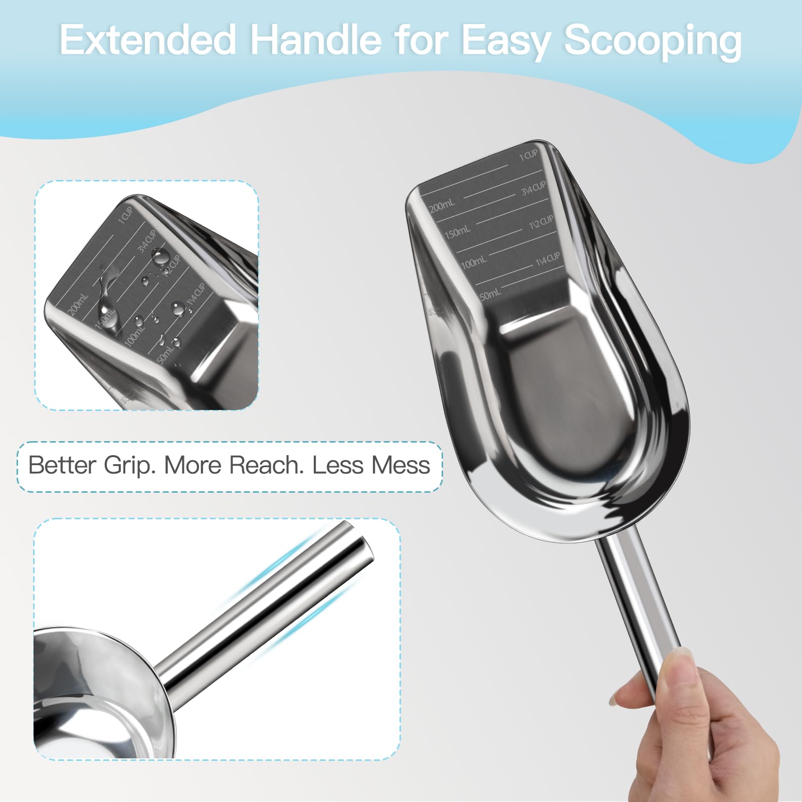 Aloxina dog-cat scoop multi-use kitchen tool suitable for rice, flour, and ice.