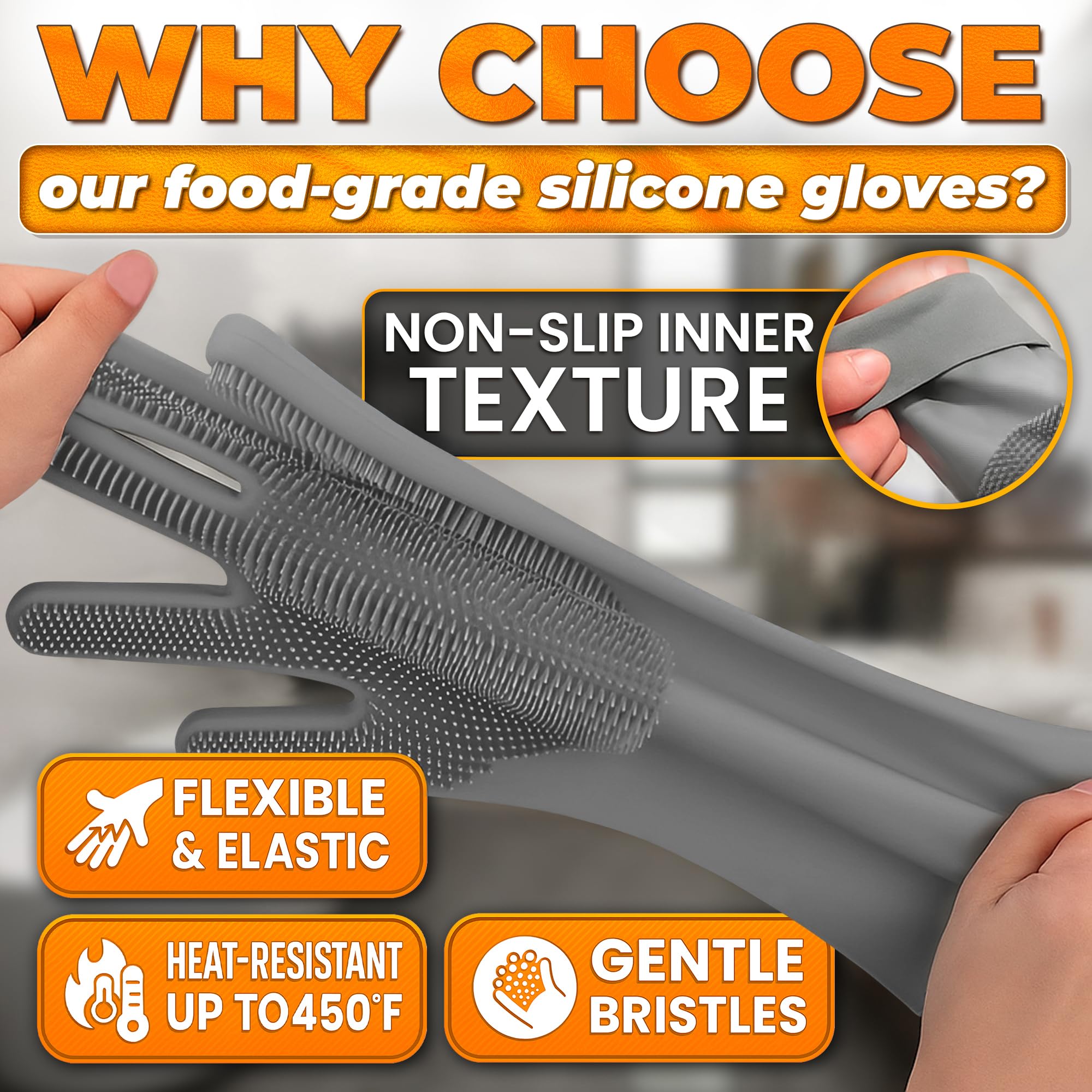 ALPENKOK 2-in-1 gloves close-up material reveal food-grade silicone for safety.