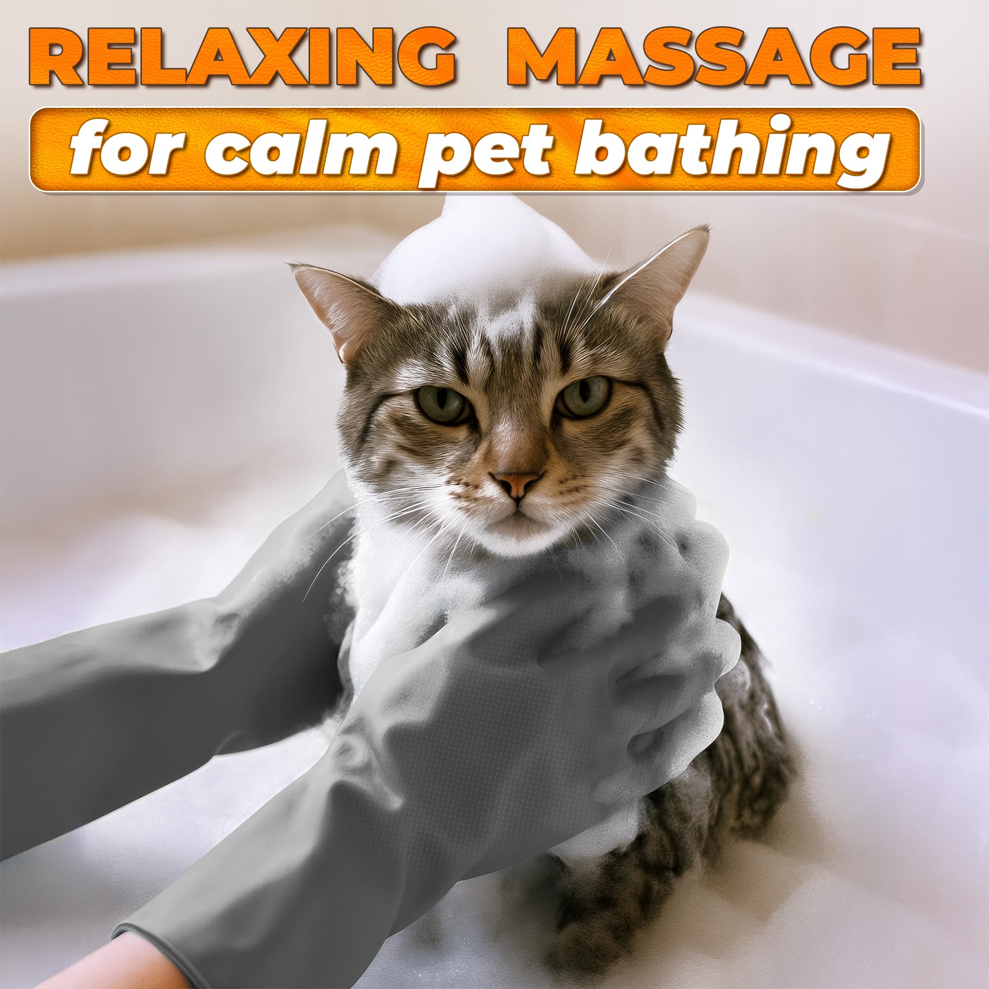 ALPENKOK 2-in-1 gloves used during a wet dog bath for thorough cleaning.
