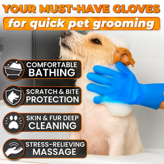 ALPENKOK dog bath gloves forming rich lather during grooming