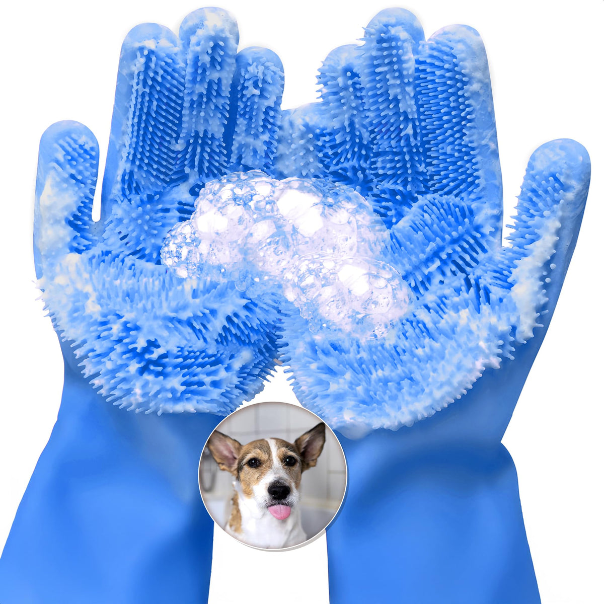 ALPENKOK dog washing gloves close-up bristles for gentle cleansing
