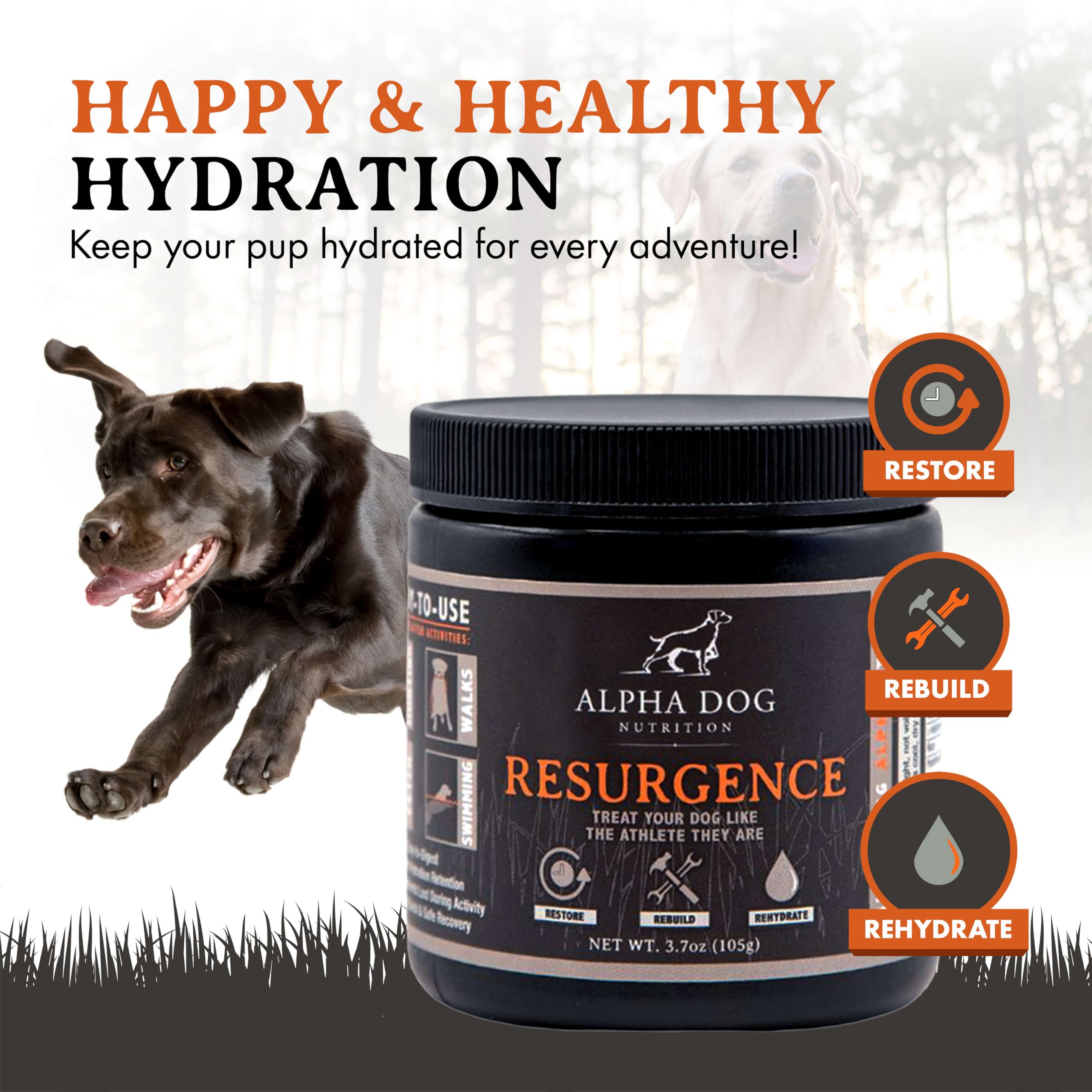 Resurgence helps a dog stay hydrated during activity