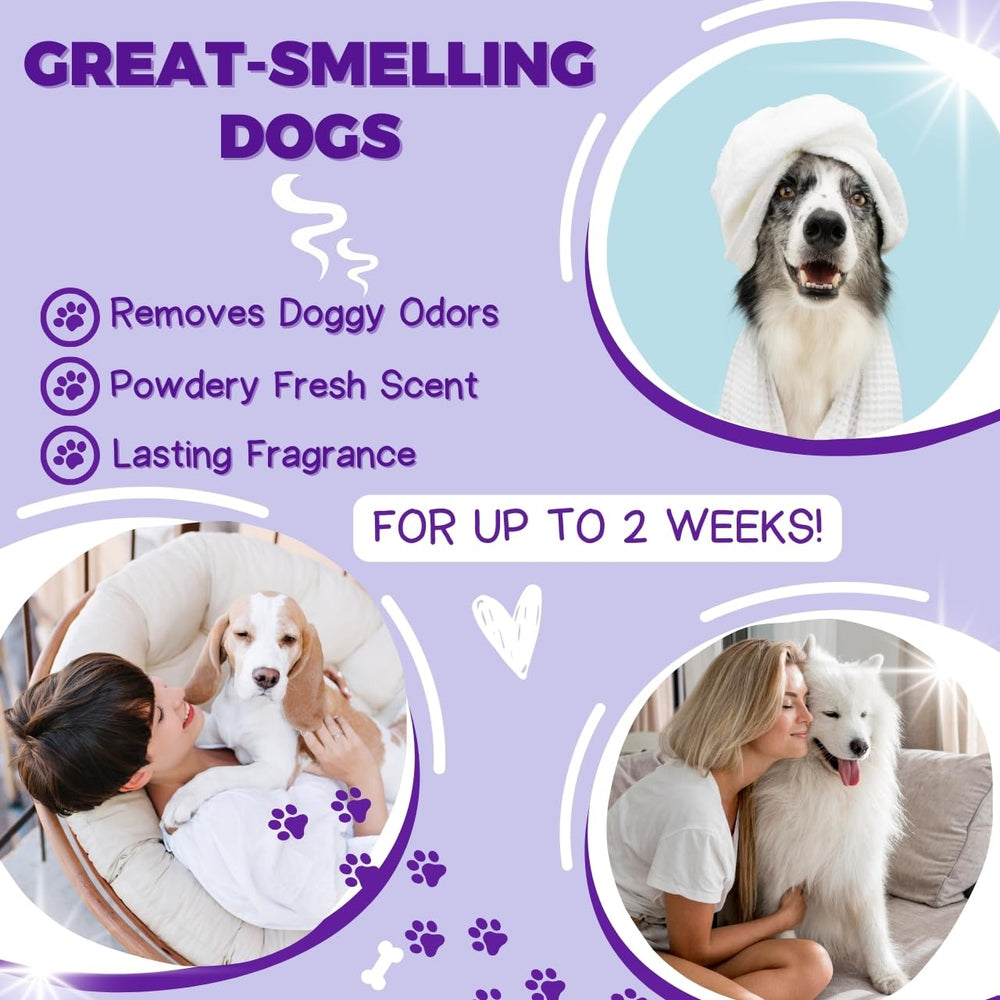 Alpha Dog Series Bright White grooming session shows calm bath experience for pets.