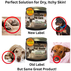 ALPHA PET ZONE Coconut Oil applied to elbows for smoother fur.