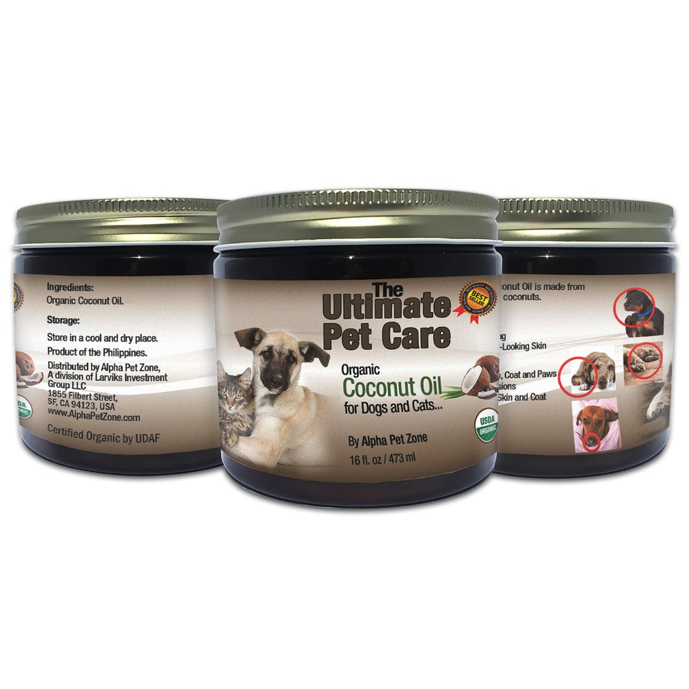 ALPHA PET ZONE Coconut Oil gives a soft coat glow and easy brush-ability.