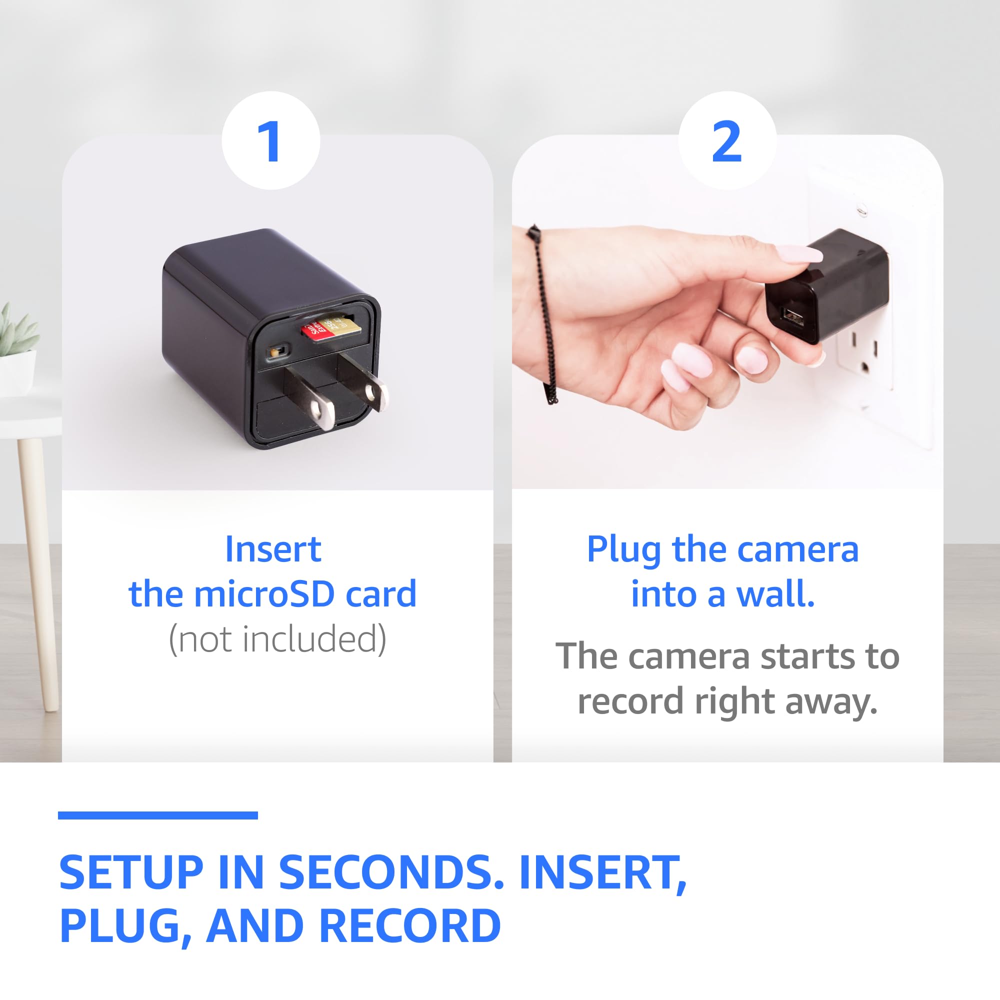 ALPHA TECH plug-in indoor camera wide-angle coverage shows 110-degree room view for pets
