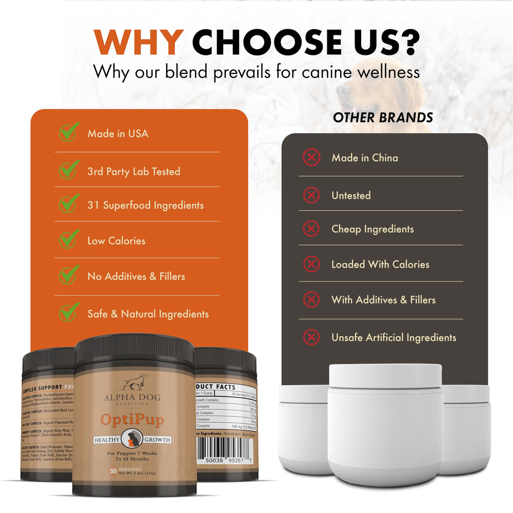 OptiPup puppy meal mixing demonstrates convenient blending into kibble for daily use