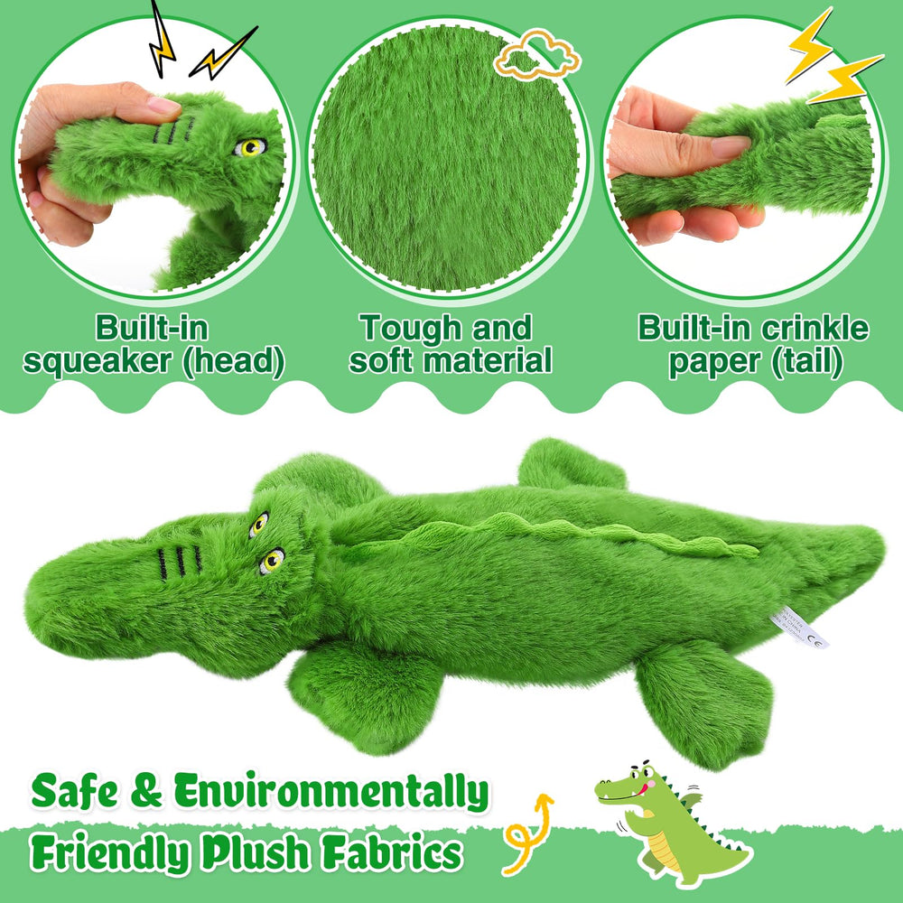 Alphatool crocodile plush no-stuffing toy full view showing safe design