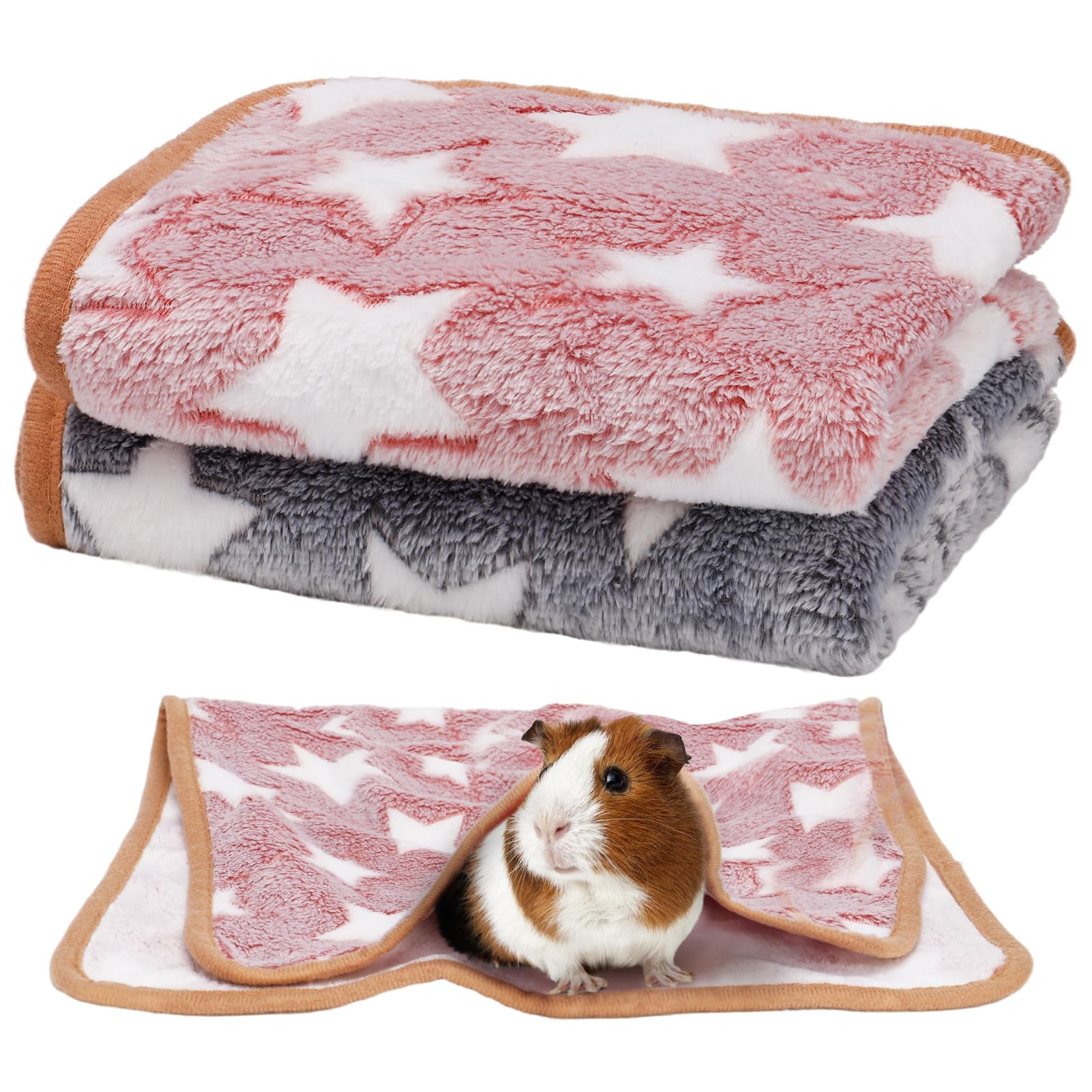 Alphatool Guinea Pig Blanket star pattern pink grey, a cozy snuggle spot for small pets.