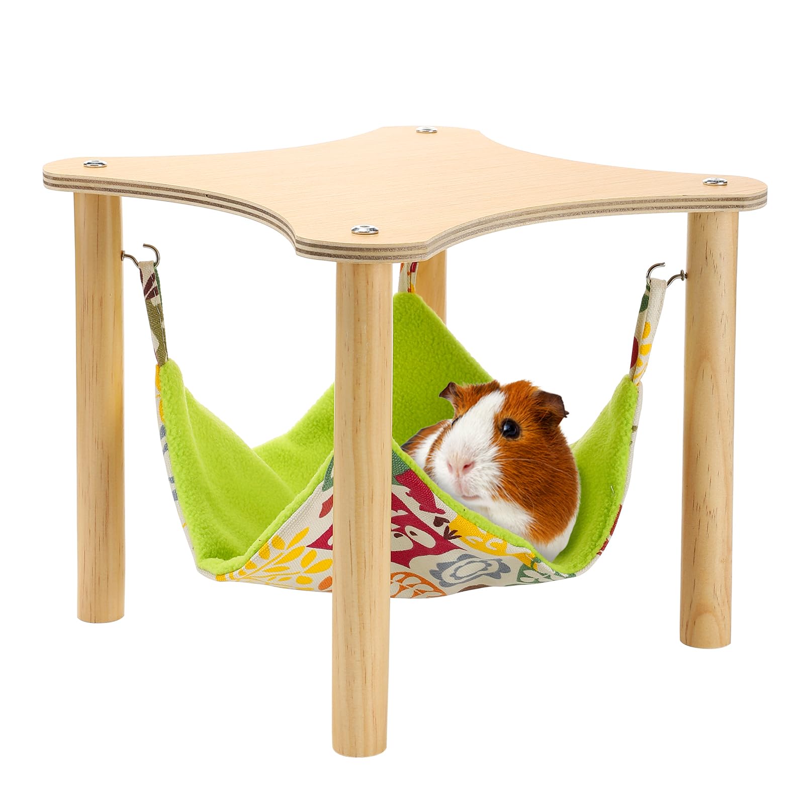 Alphatool Guinea Pigs Hammock with Wood Stand provides cozy hiding space for small pets