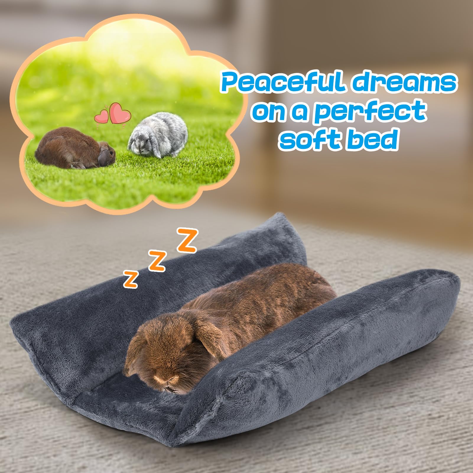 Alphatool Soft Bunny Bed fabric closeup highlights soft, skin-friendly material.