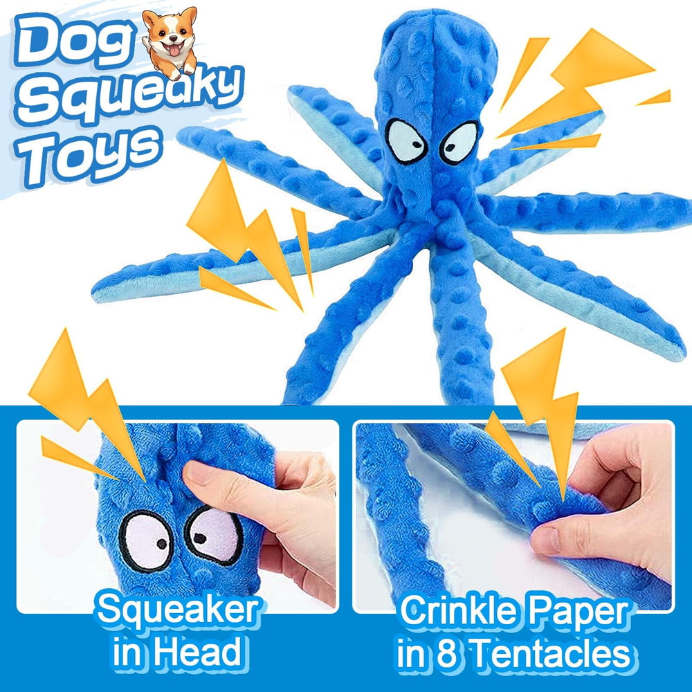 Alphatool soft plush blue dog toy texture for gentle teething.