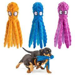 Alphatool Squeaky Dog Toy octopus blue features a squeaker for interactive play.