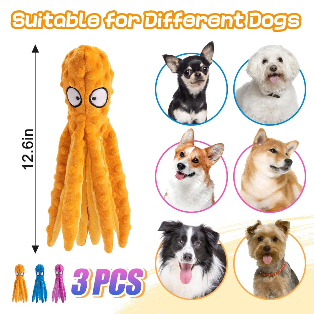 Alphatool Squeaky Dog Toy octopus full pack shown for multi-dog households.