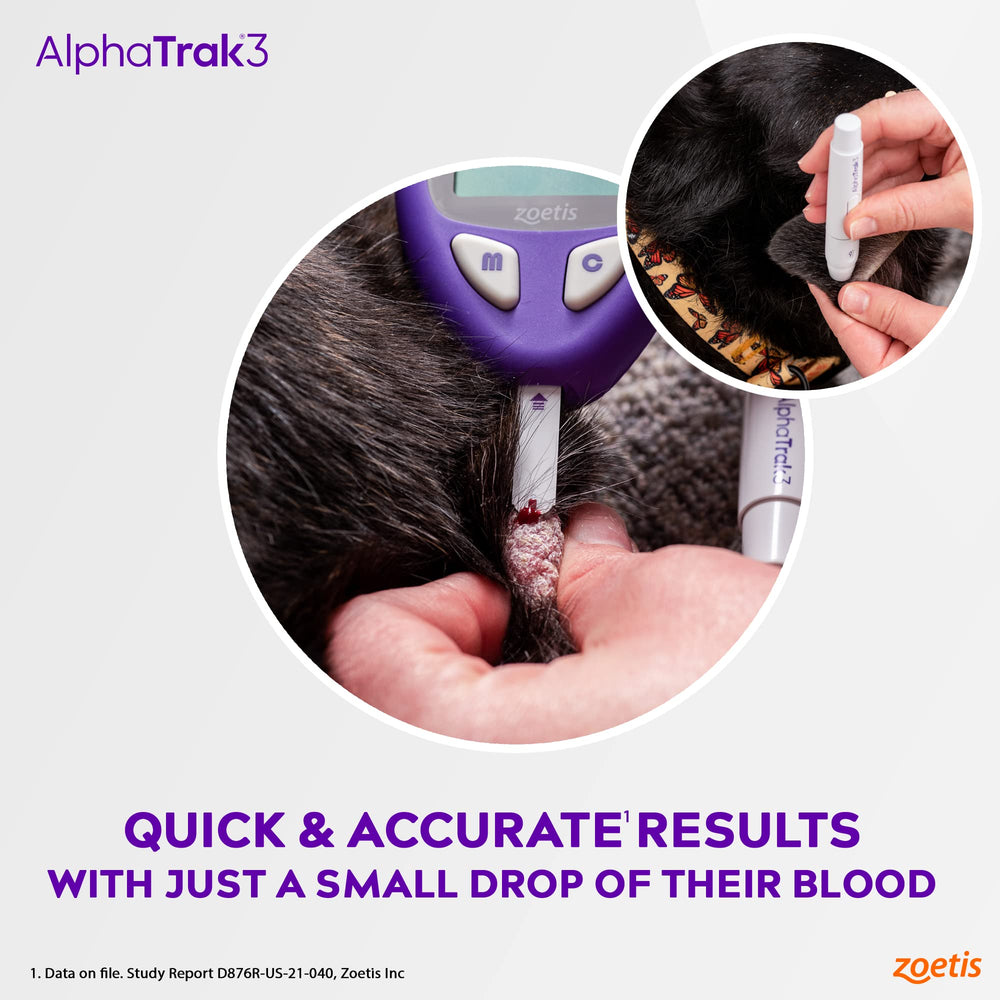 AlphaTrak 3 meter with strip illustrates device compatibility.