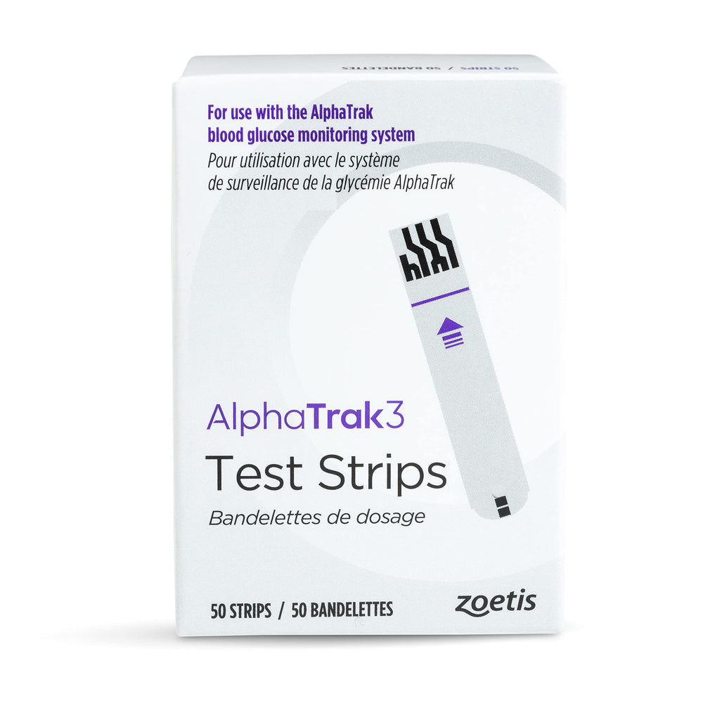 AlphaTrak 3 test strip tube showing compact packaging for easy home testing.