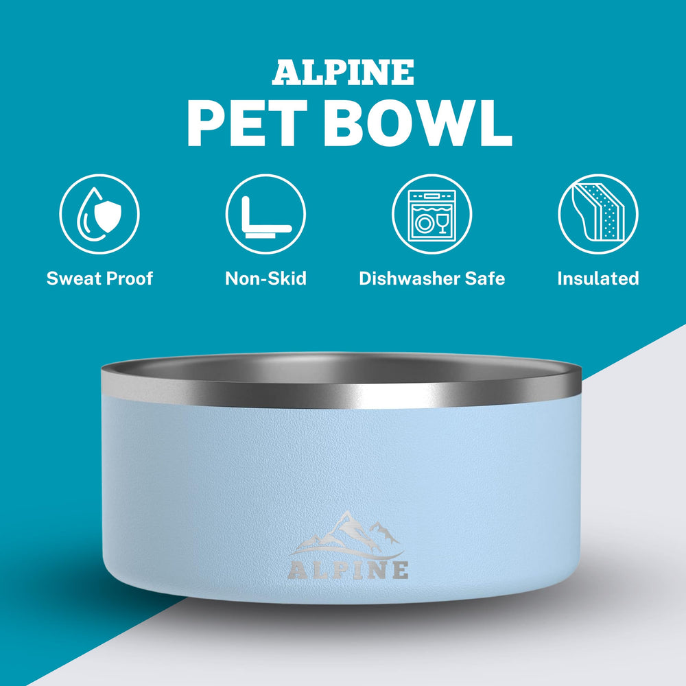 ALPINE double-walled insulation bowls keep water cool and food warm for longer.