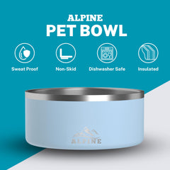 ALPINE double-walled insulation bowls keep water cool and food warm for longer.