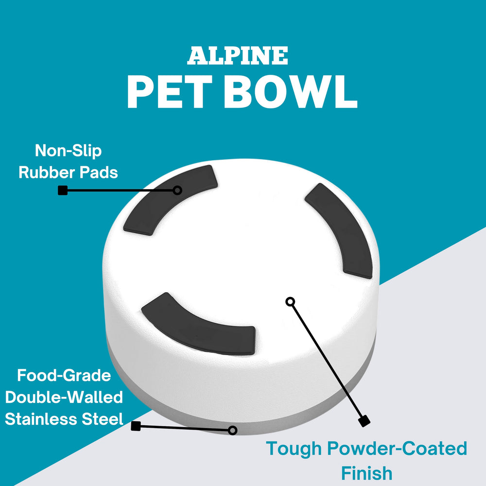 ALPINE non-slip bottom bowls prevent spills during pets' meals.