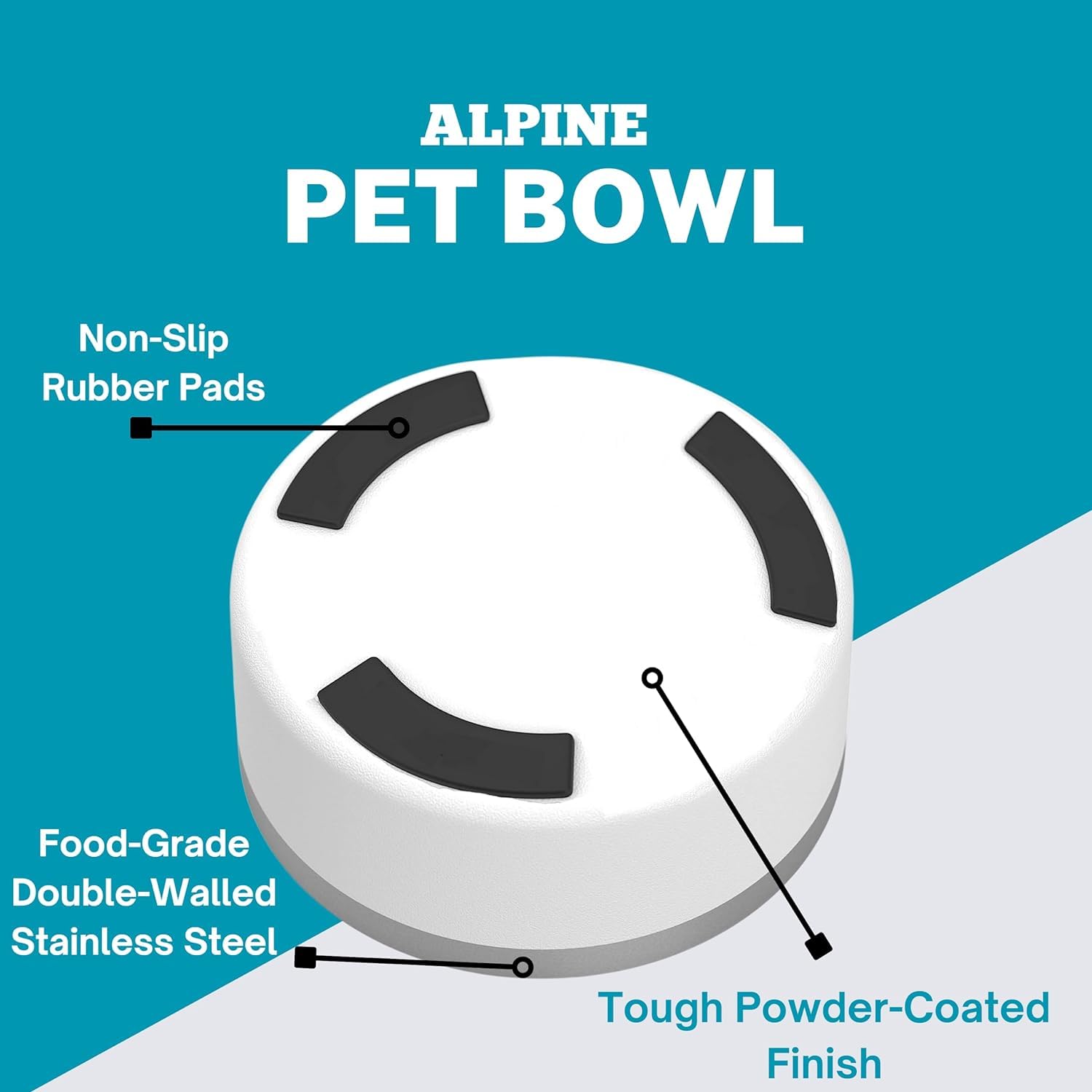 ALPINE double-walled insulated bowls keep water cool and food warm.
