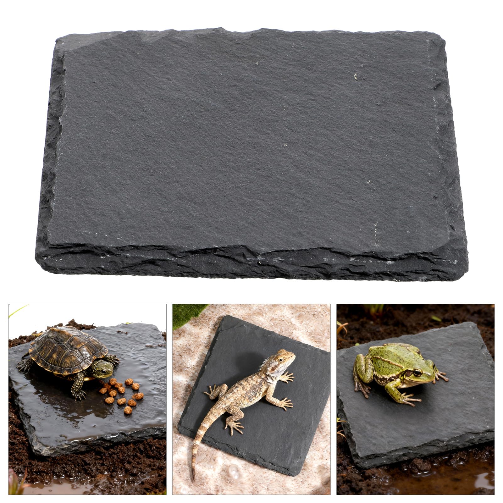 Alrhso sleek-black design enhances any reptile enclosure with natural slate texture.