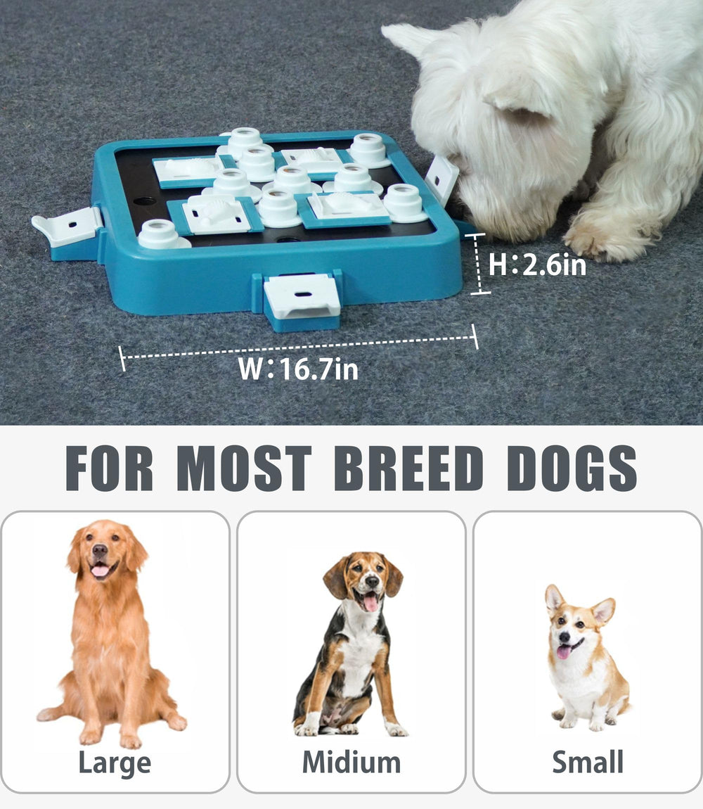 Aluckmao dog puzzle toy green designed for all sizes with scalable challenges.