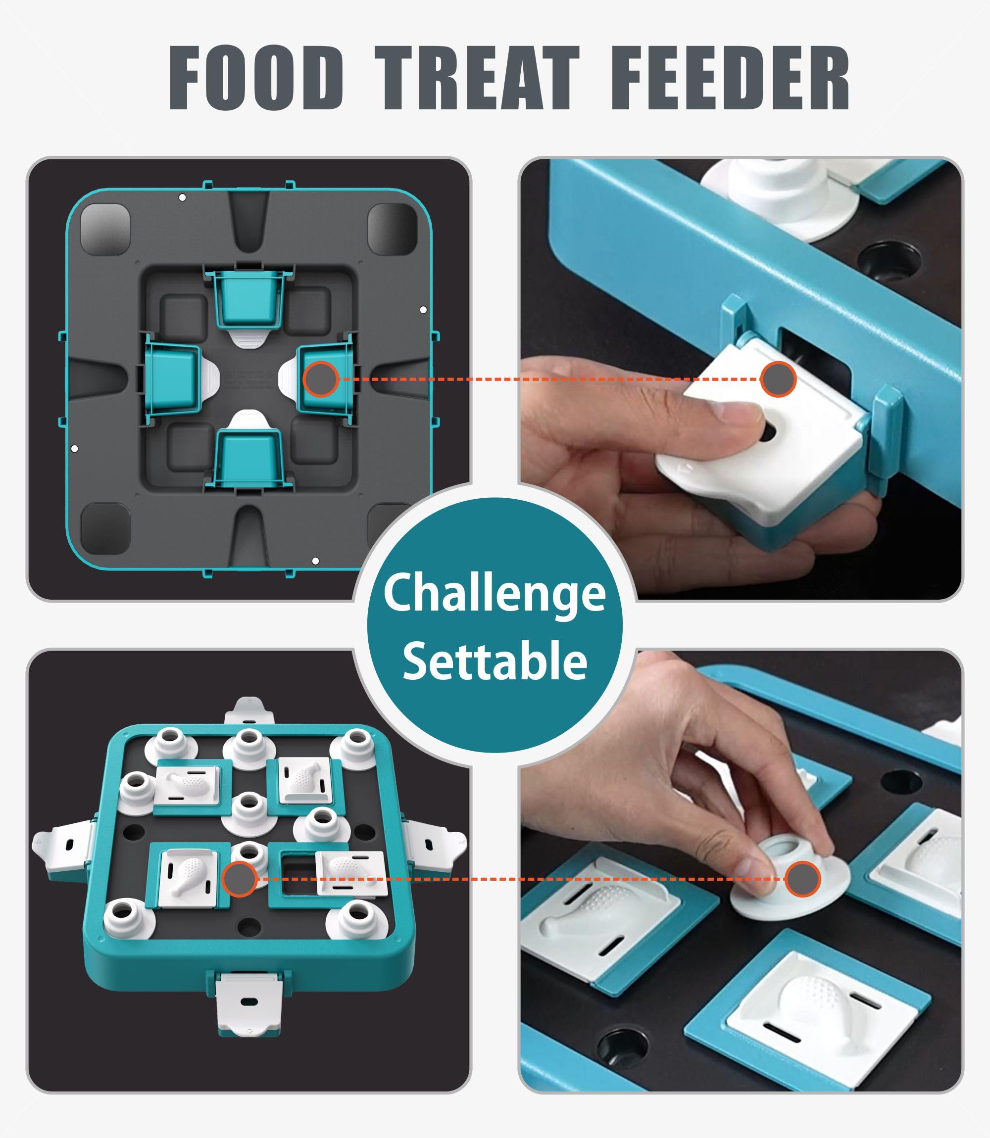 Aluckmao dog puzzle toy green open reveals treat compartments for enrichment.