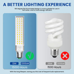 Aluxcia E26 13W bulb with 180-degree beam for even coverage.