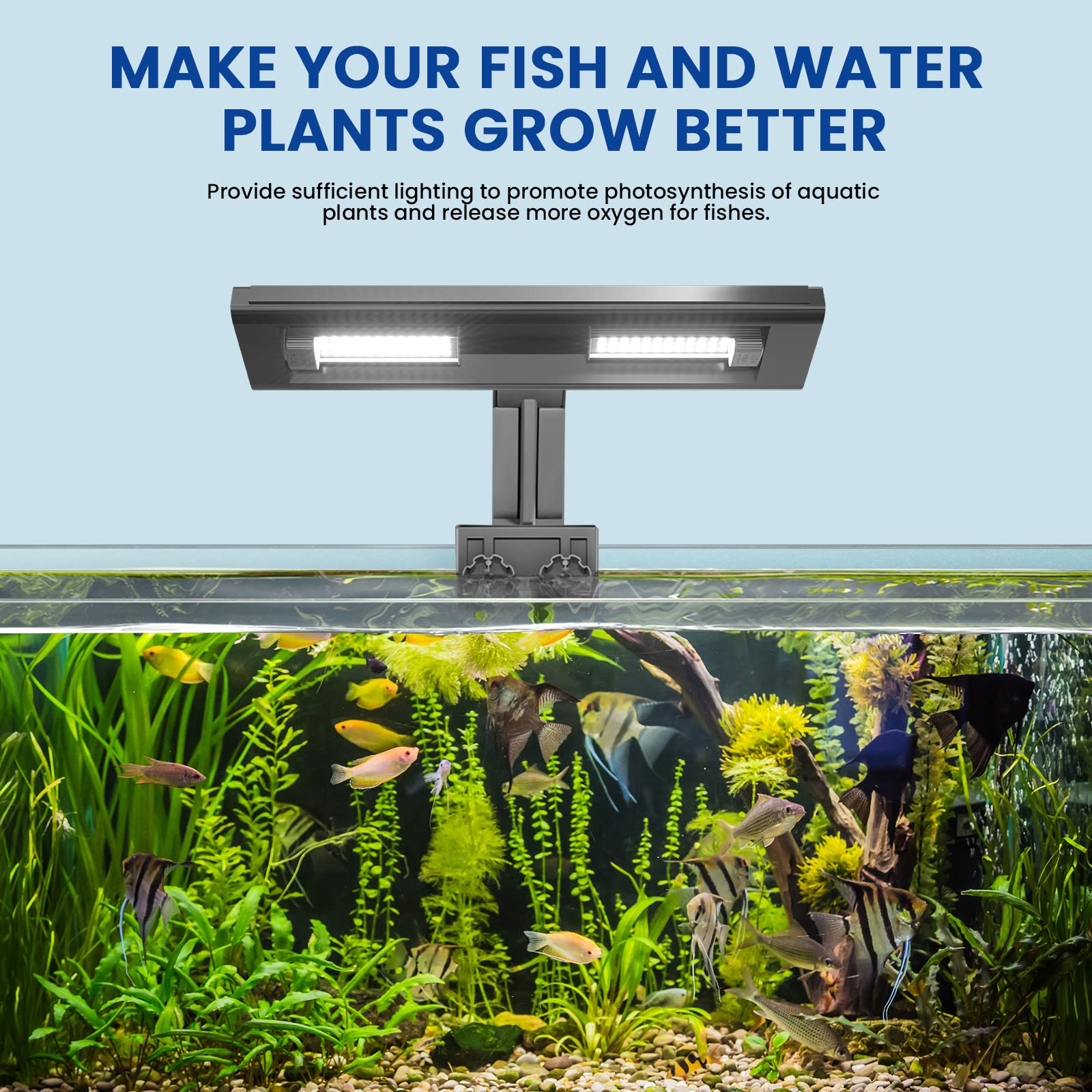 Aluxcia E26 aquarium light assembly demonstrating plug-and-play installation.