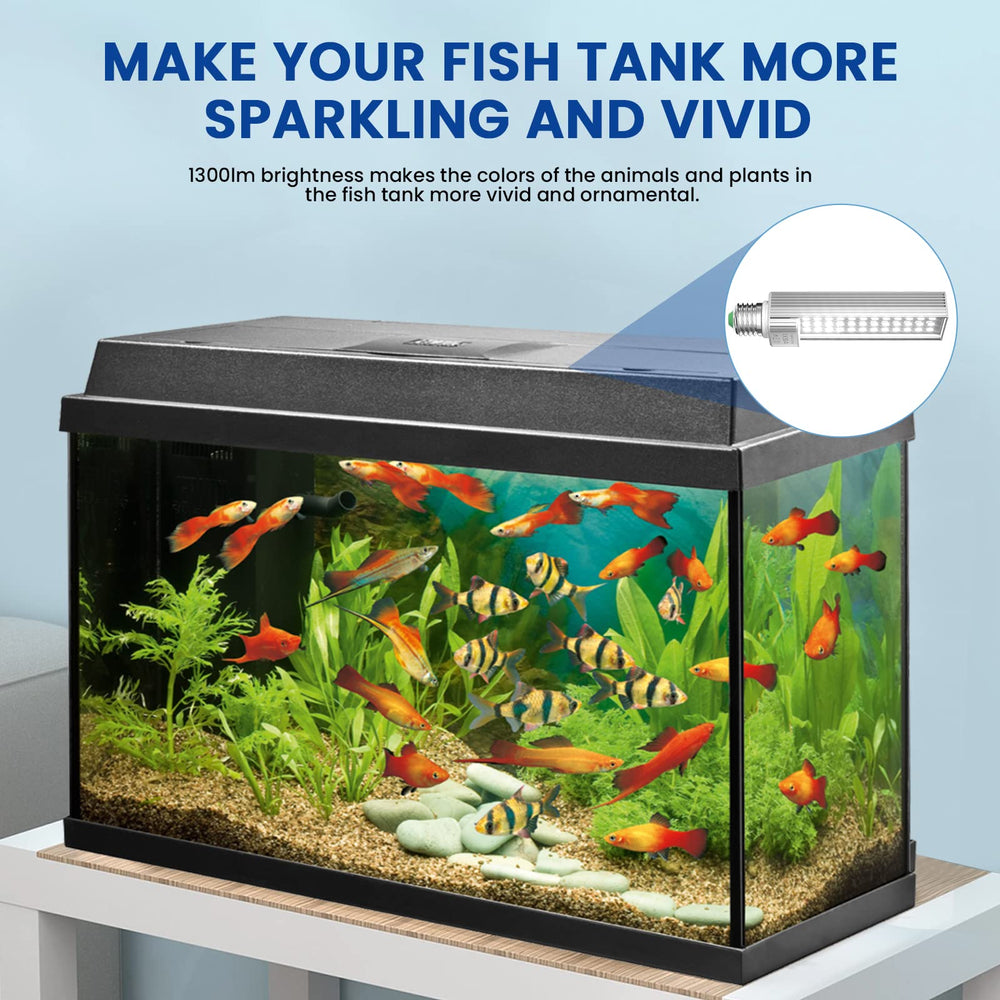 Aluxcia E26 LED daylight 5500K bulb for vibrant tank illumination.