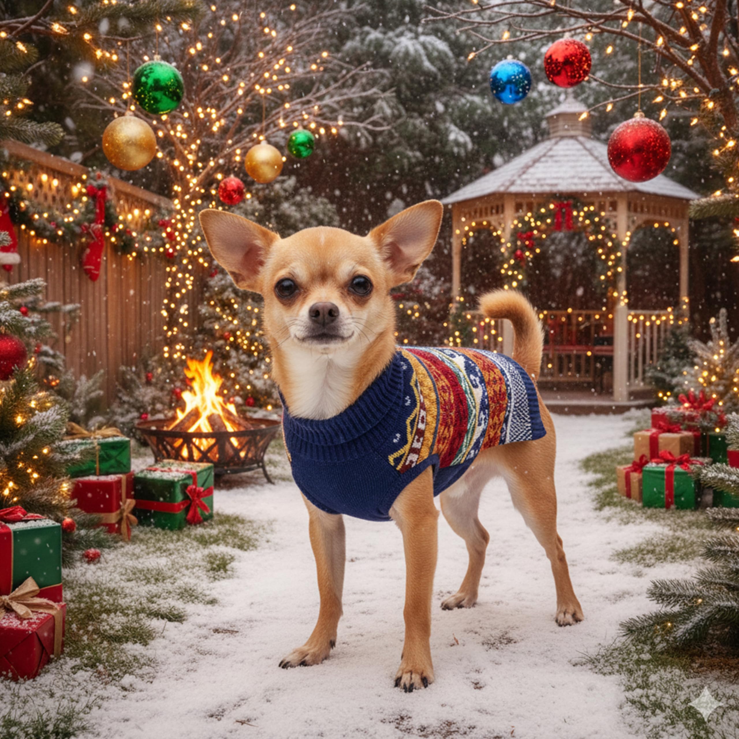 ALUZAEMO dog Christmas sweater care instructions image with washing tips.