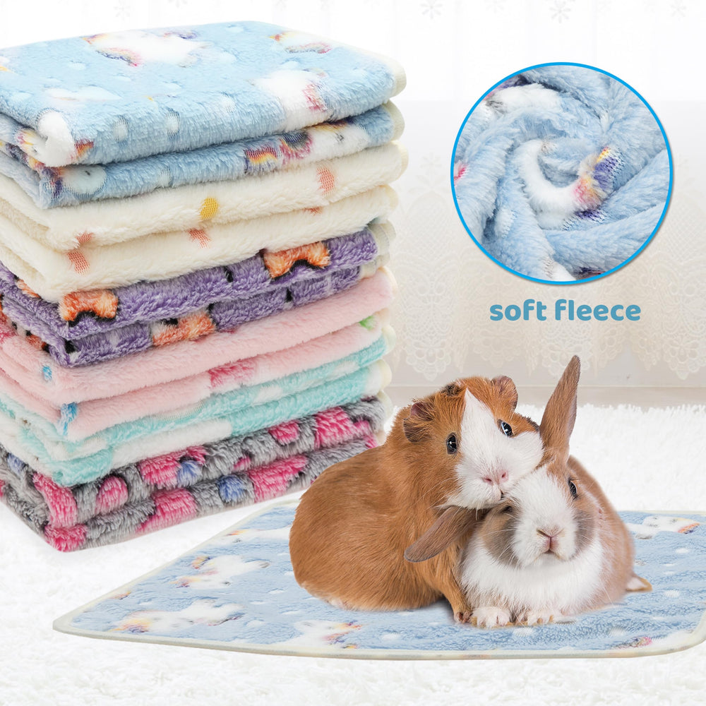 ALUZAEMO guinea pig blanket in a cage with a plush, inviting look.