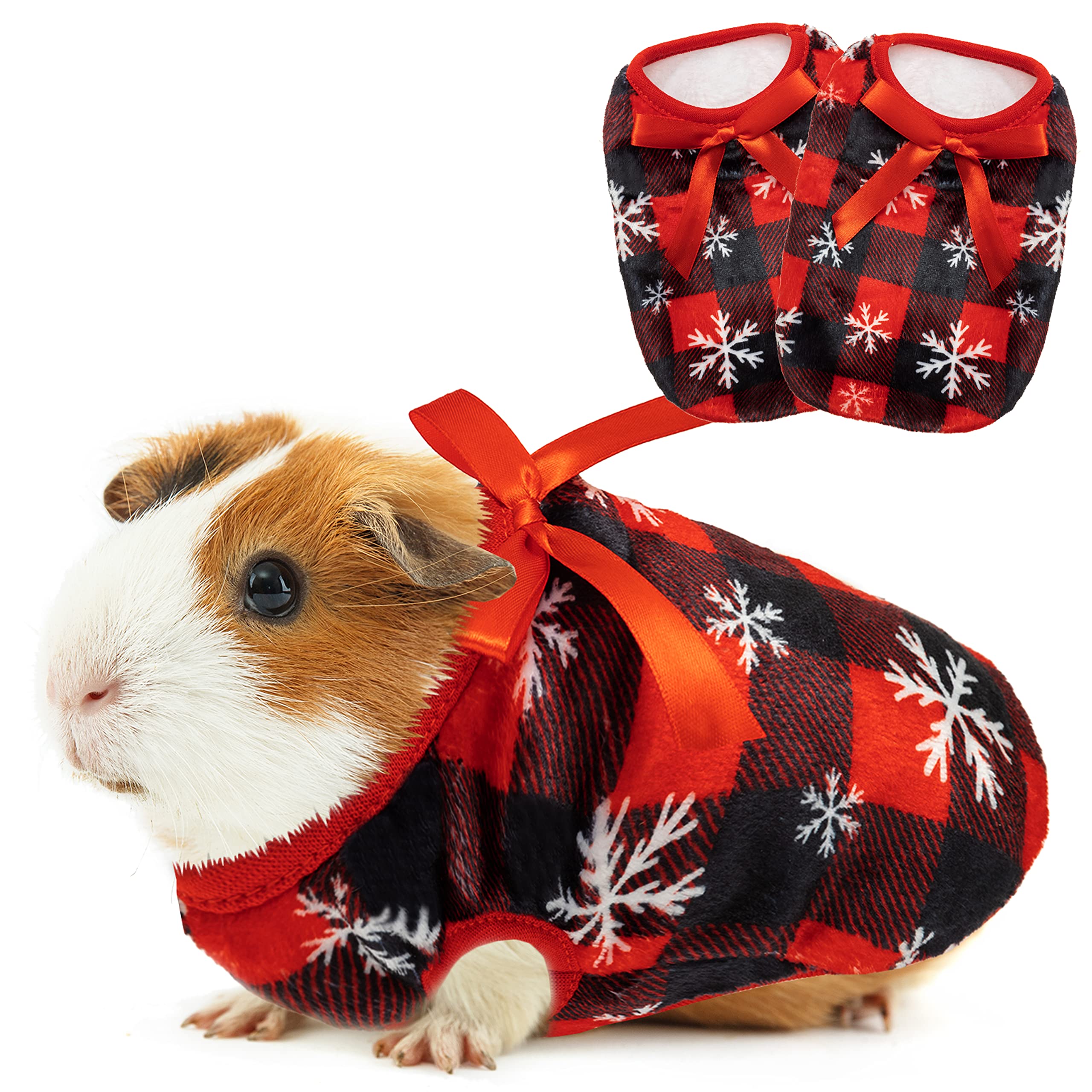 ALUZAEMO Guinea Pig Clothes 2-pack plaid winter vests for small pets in cold weather