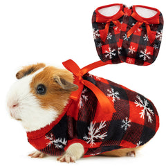ALUZAEMO Guinea Pig Clothes 2-pack plaid winter vests for small pets in cold weather