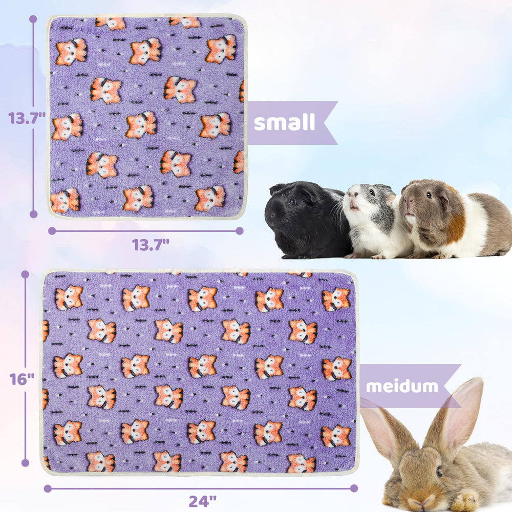 ALUZAEMO fleece blanket used as sleeping mat inside a small animal cage.