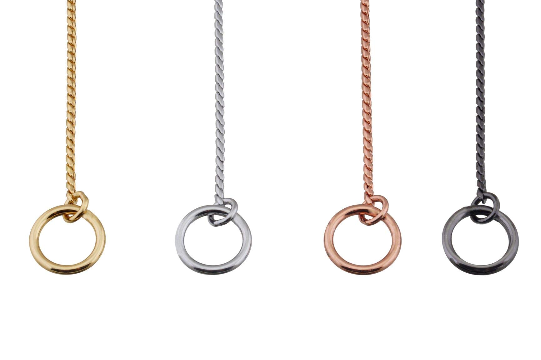 Alvalley collar color options in black, gold, chrome, and rose gold finishes.