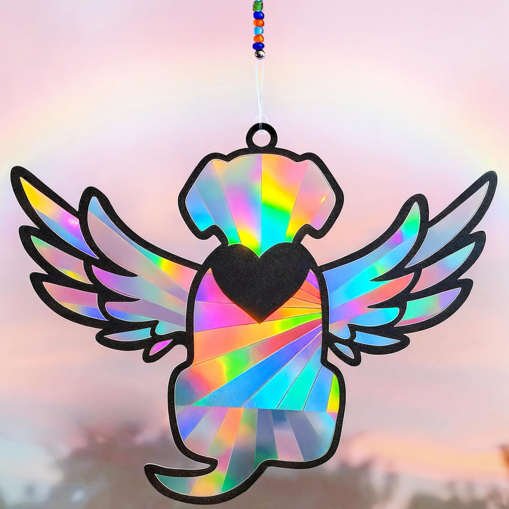AlweizU dog loss suncatcher by window casts rainbow light for comforting memories.