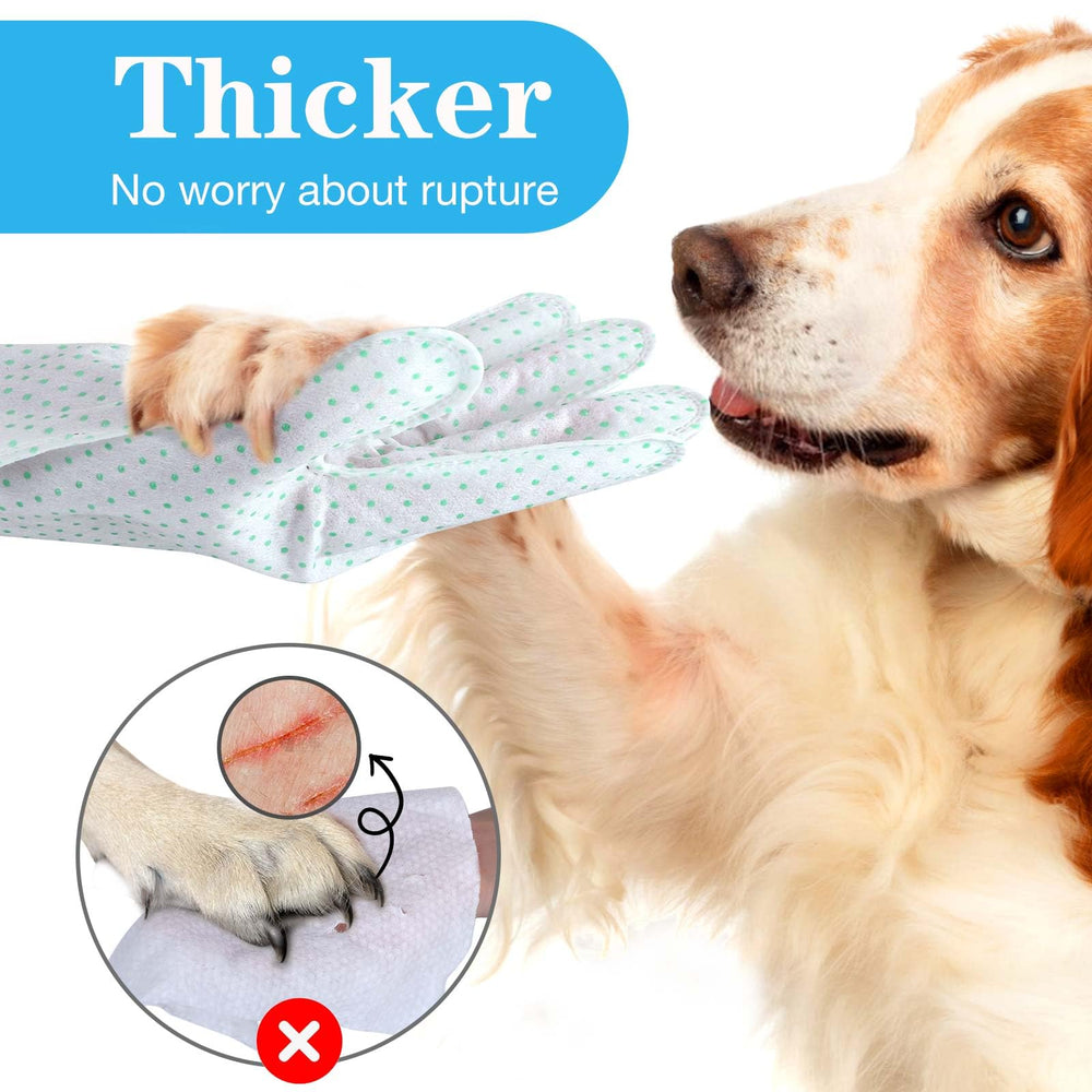 ALWZ-RDY dog cleaning gloves wipes ear area for gentle debris removal.