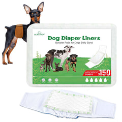 ALWZ-RDY dog diaper liners 100ct pack in action, delivering superior absorption to protect floors.