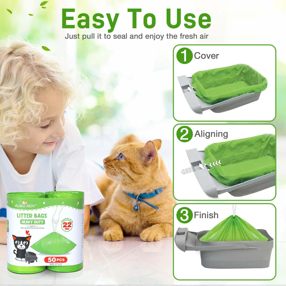 ALWZ-RDY easy cleanup with drawstring provides hands-free waste removal