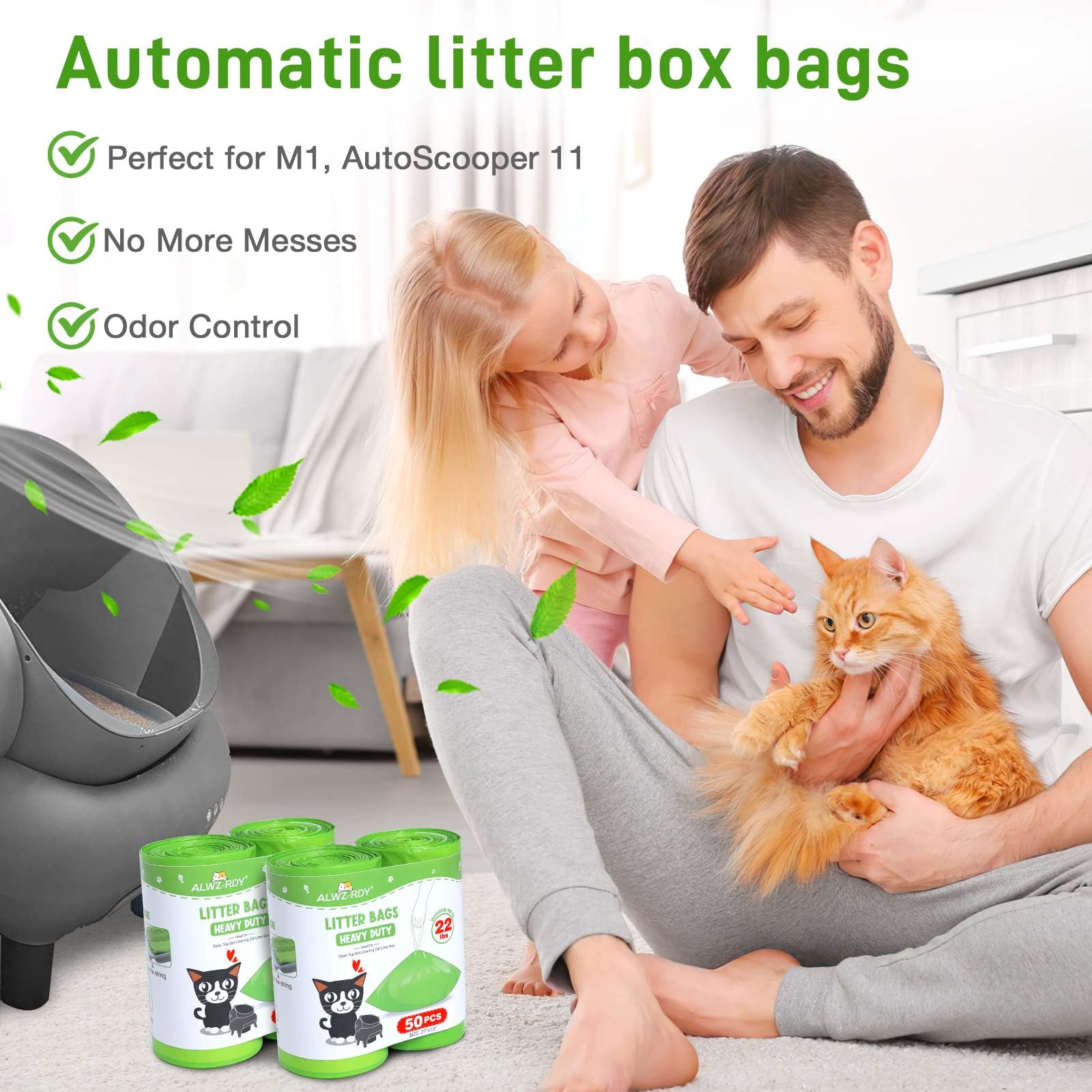 ALWZ-RDY leak-proof bags designed for quick, clean litter box maintenance.