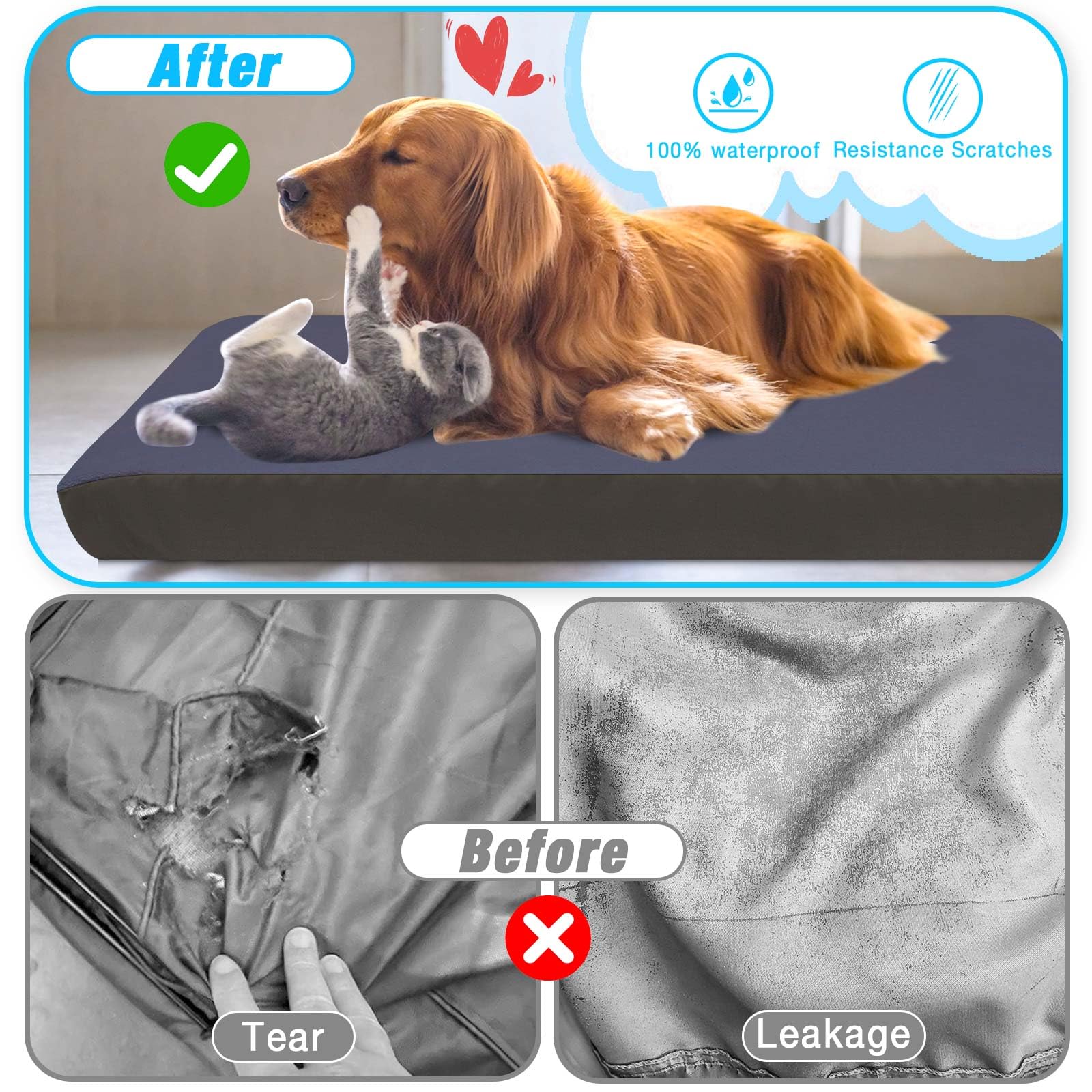 ALWZ-RDY noiseless dog bed cover minimizes rustling for peaceful naps.