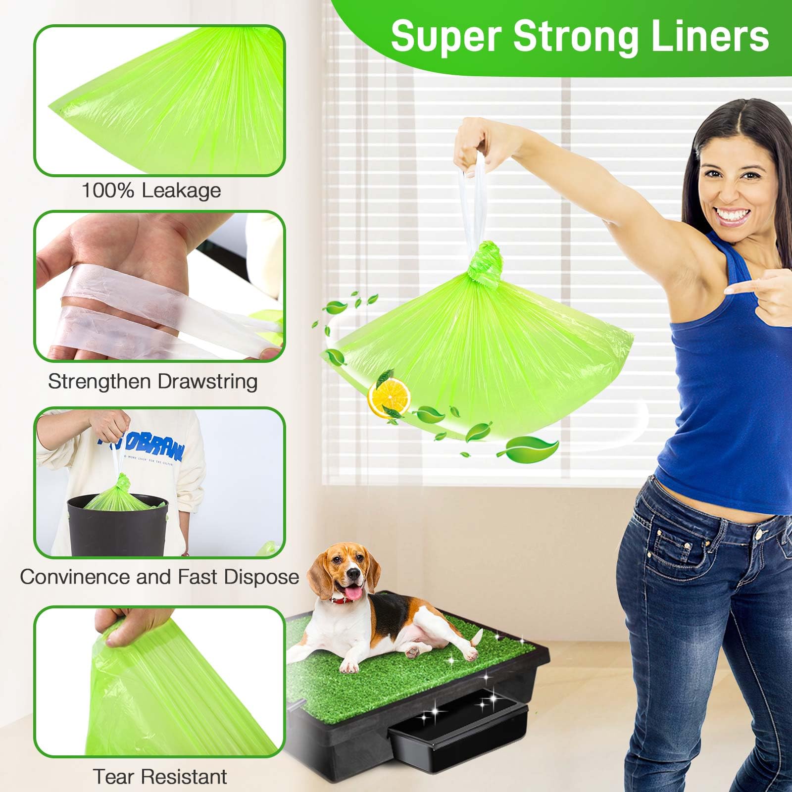 Easy cleanup with ALWZ-RDY drawstring liner keeps hands clean during disposal.