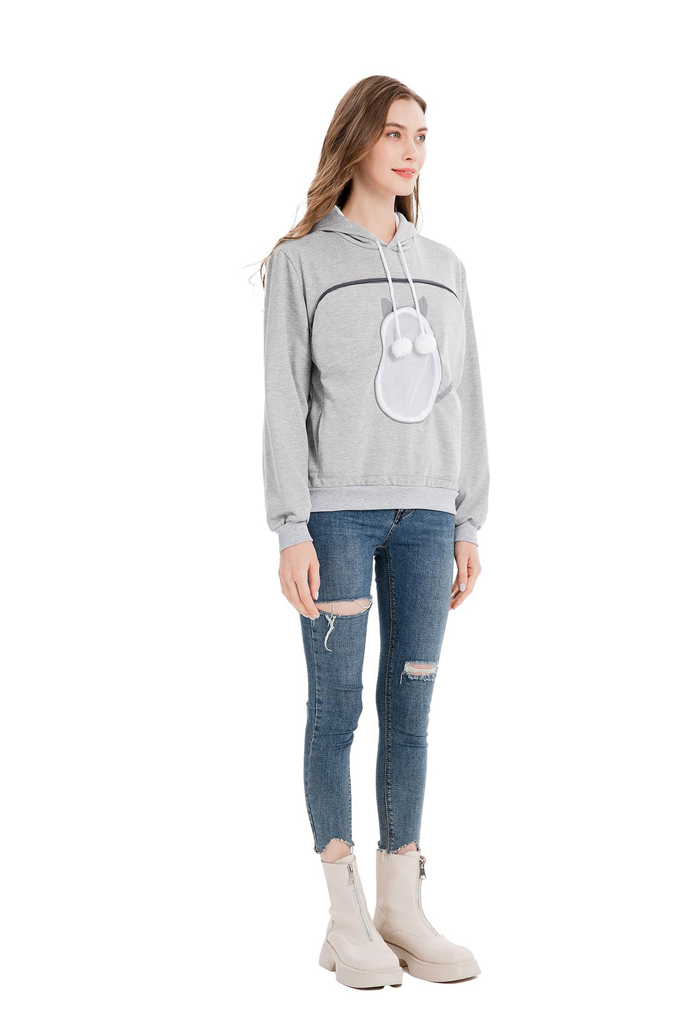 ALYC Pet Carrier Hoodie with cat-ear design adds playful vibe.