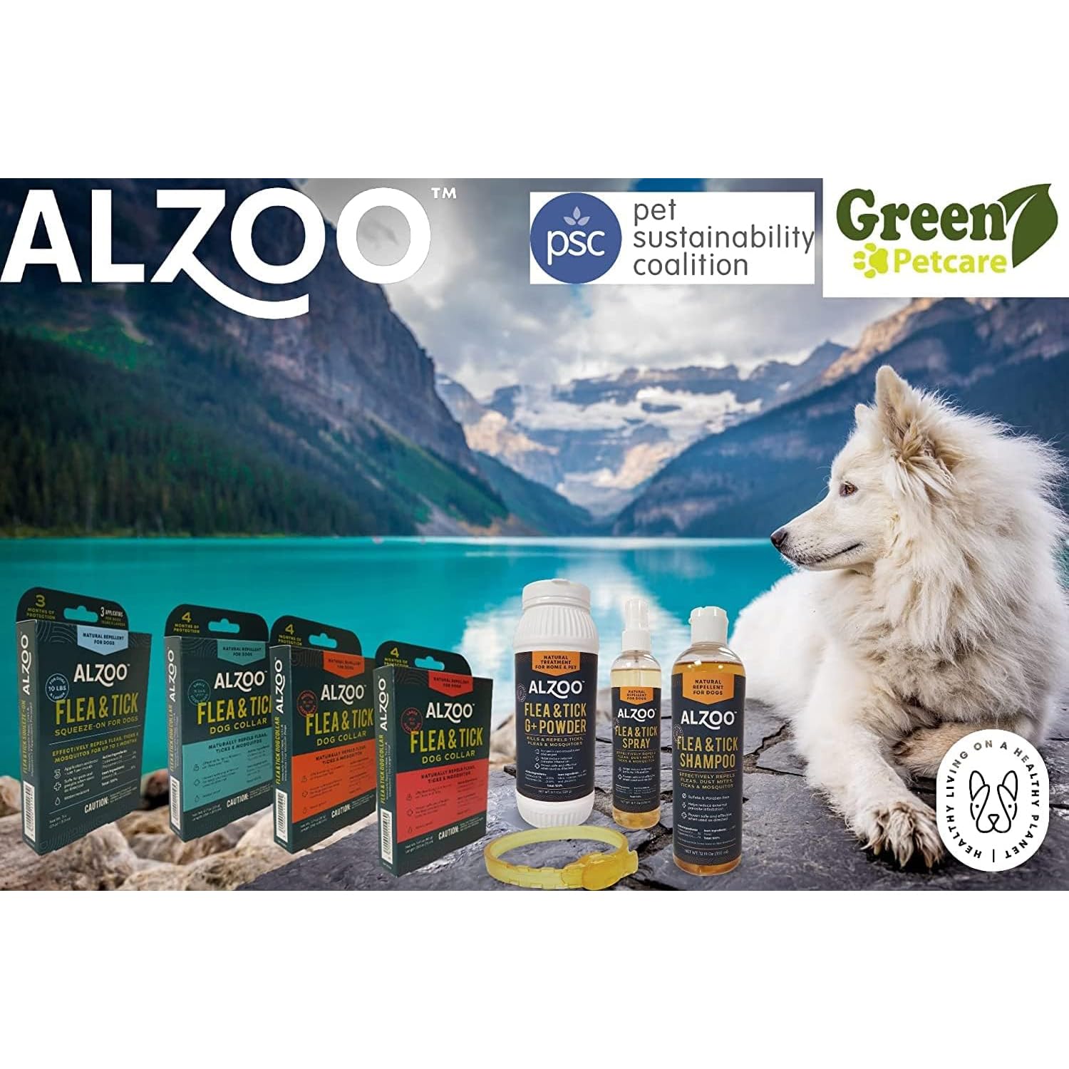 ALZOO dog collar bathing-use image shows easy cleaning.