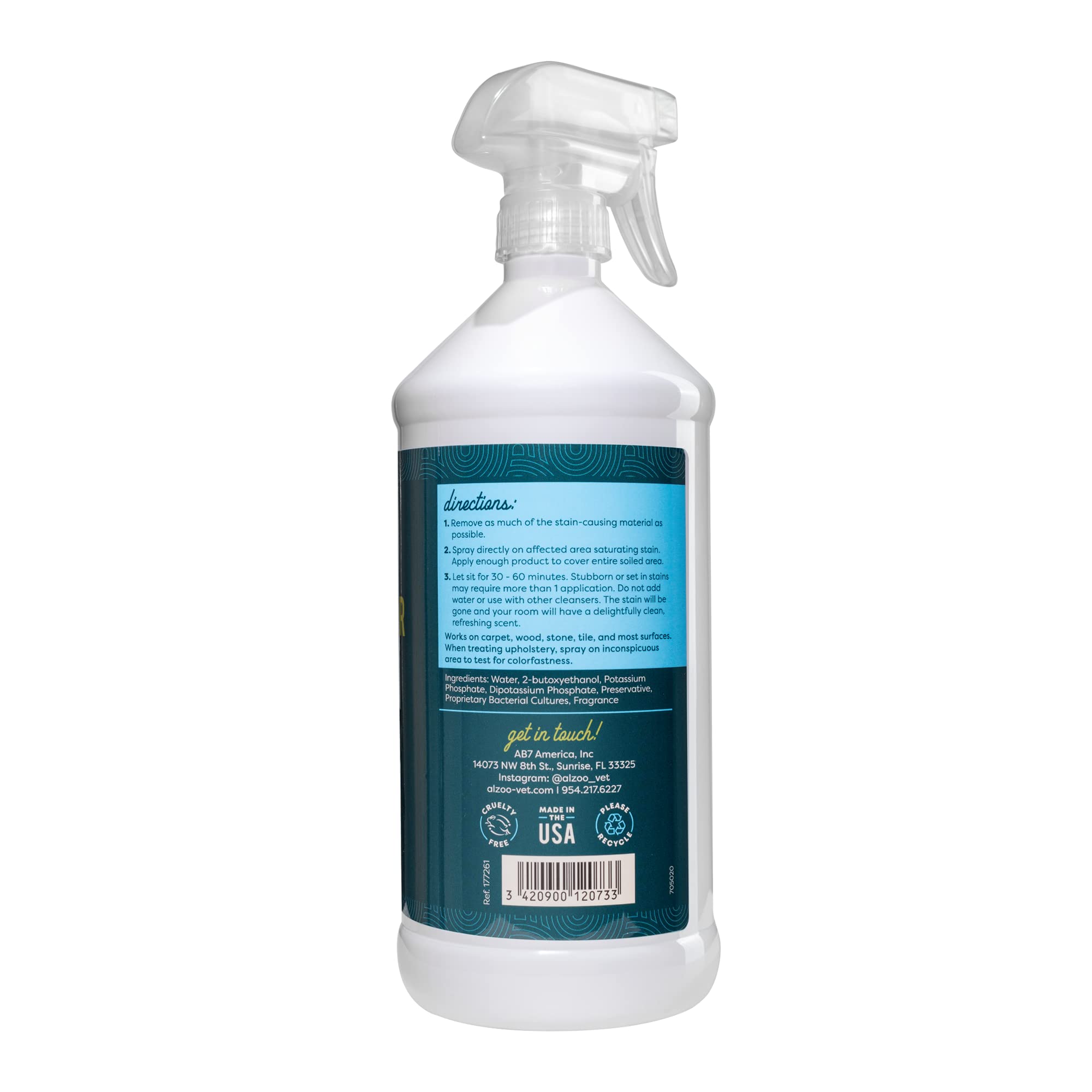 ALZOO uses enzymes and probiotics for deep stain breakdown and odor neutralization