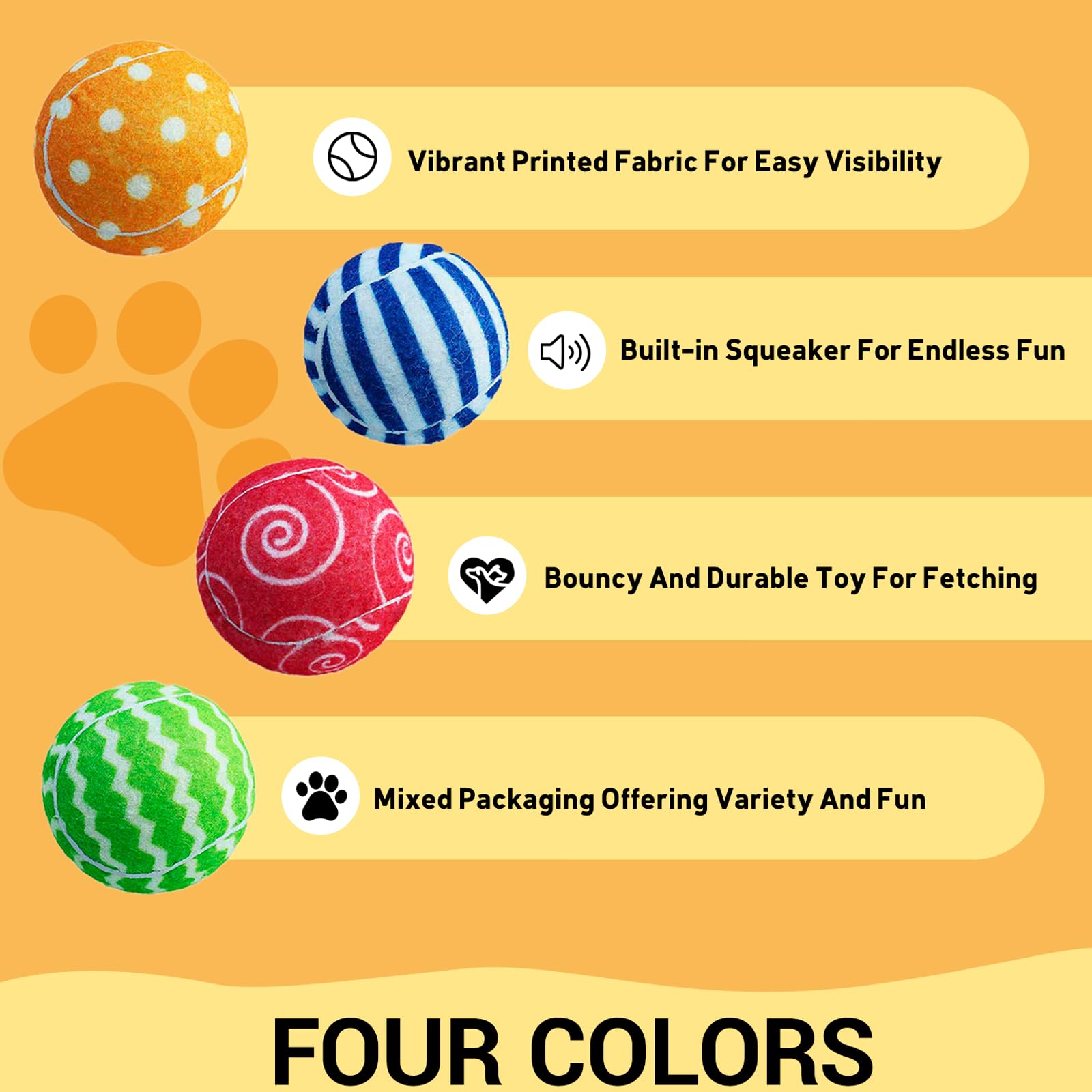 AMA SPORT small dog tennis balls with bright colors for puppy play and quick sighting